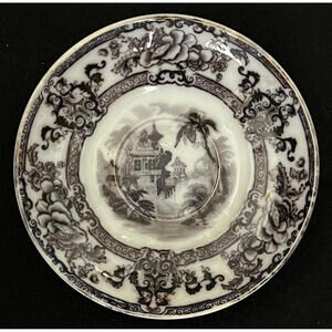 Davenport Ironstone Saucer – Cyprus Pattern, Flow Black Mulberry Design